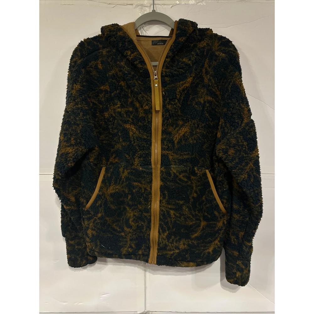 Prana‎ Fleece Hooded Jacket Camo Print Full Zip Pockets Size S